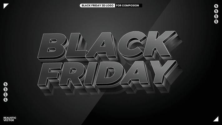 black Friday 3d label promotion element banner for advertising and promotion