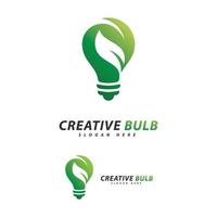 Bulb with leaf logo vector. Creative eco energy Logo design concept vector