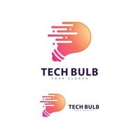 vector de logotipo de bombilla de tecnología. concepto de diseño de logotipo de tecnología creativa