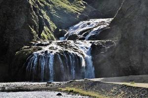 A view of a Waterfall in Iceland near Reykjavik photo