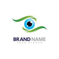 Eyes with Leaf logo Vector Design Template