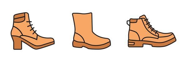 una colección de botas de moda y belleza en ilustraciones vectoriales vector