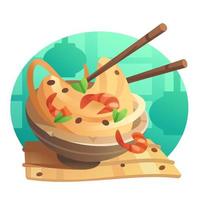 una pequeña ilustración de dibujos animados de un wok