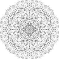 adorno de mandala, contorno, garabato, dibujado a mano, ilustración. estilo de tatuaje de henna vectorial, puede usarse para textiles, libros de colores, impresión de estuches telefónicos, tarjetas de felicitación vector