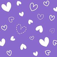 Hand draw white heart on purple background. vector