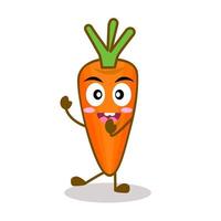 Carrot cute cartoon character.Fruit and vegetable cute simple icon. vector