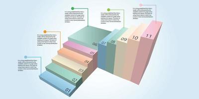 paso de concepto de proceso de plantilla de vector de escalera de paso infográfico para estrategia o sistema de aprendizaje educativo