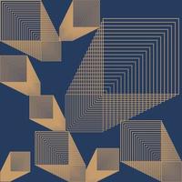 Abstract art geometric gold line on blue background vector