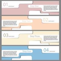 paso de concepto de proceso de plantilla de vector de rectángulo de 4 pasos infográfico para estrategia o sistema de aprendizaje educativo