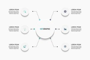 plantilla de diseño de etiquetas infográficas vectoriales con iconos y 6 opciones o pasos. se puede utilizar para diagramas de proceso, presentaciones, diseño de flujo de trabajo, banner, diagrama de flujo, gráfico de información. vector