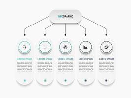 Vector Infographic label design template with icons and 5 options or steps. Can be used for process diagram, presentations, workflow layout, banner, flow chart, info graph.