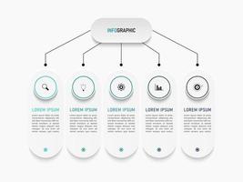 Vector Infographic label design template with icons and 5 options or steps. Can be used for process diagram, presentations, workflow layout, banner, flow chart, info graph.