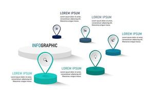 plantilla de diseño de etiquetas infográficas vectoriales con iconos y 5 opciones o pasos. se puede utilizar para diagramas de proceso, presentaciones, diseño de flujo de trabajo, banner, diagrama de flujo, gráfico de información. vector