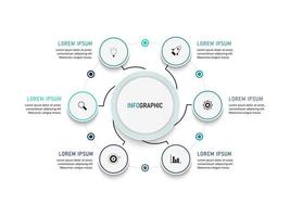 plantilla de diseño de etiquetas infográficas vectoriales con iconos y 6 opciones o pasos. se puede utilizar para diagramas de proceso, presentaciones, diseño de flujo de trabajo, banner, diagrama de flujo, gráfico de información. vector