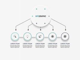 plantilla de diseño de etiquetas infográficas vectoriales con iconos y 5 opciones o pasos. se puede utilizar para diagramas de proceso, presentaciones, diseño de flujo de trabajo, banner, diagrama de flujo, gráfico de información. vector