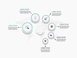 plantilla de diseño de etiquetas infográficas vectoriales con iconos y 6 opciones o pasos. se puede utilizar para diagramas de proceso, presentaciones, diseño de flujo de trabajo, banner, diagrama de flujo, gráfico de información. vector