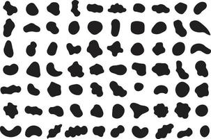 Random shapes. Organic black blobs of irregular shape. Abstract blotch, inkblot and pebble silhouettes, simple liquid amorphous. vector