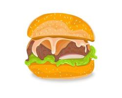 ilustración de hamburguesa rellena de queso y pasta vector
