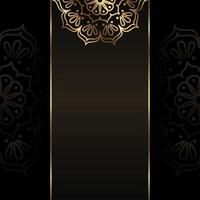 banner premium cuadrado oscuro vectorial con mandala dorado. fondo de lujo con espacio de copia. vector