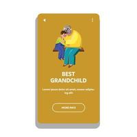 Best Grandchild Hugging With Grandfather Vector Illustration