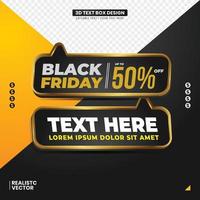 black friday text box 3d, for promotion and advertising design elements vector