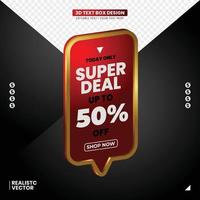 super deal labels with editable text for social media posts vector