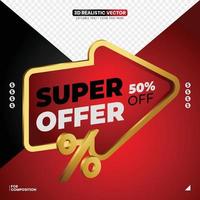 super sale graphic element, editable text vector