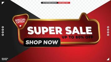 3D super sale logo for design composition vector