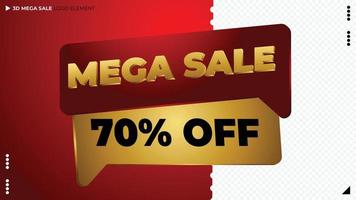 Red and gold text box with mega sale text exclusive vector