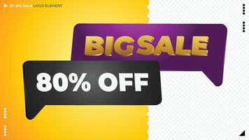 Purple and black text box with big sale text for promotion vector