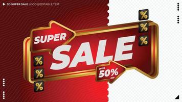 cartel de super venta premium con texto editable vector