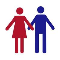 Pictograph of people. Flat icon of modern couple. man and woman holding hands vector