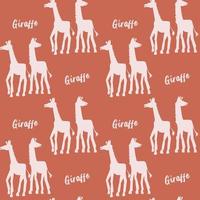 Seamless vector pattern of animals. Silhouettes of giraffes