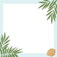 Square frame with palm leaves. Vacation and beach party concept. vector