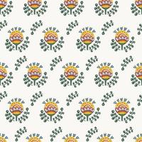 Seamless botanical floral pattern of elements in folk ethnic style vector