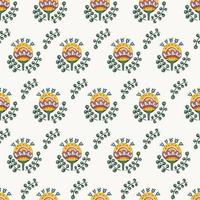 Seamless botanical floral pattern of elements in folk ethnic style vector