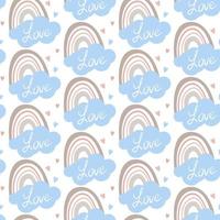 Seamless pattern. Hand drawn rainbow pattern in boho style. Abstract minimalist elements vector