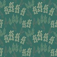 Seamless pattern of different types of field grasses and branches. Plant ornament of simple botanical elements vector