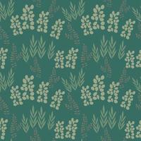 Seamless pattern of different types of field grasses and branches. Plant ornament of simple botanical elements vector