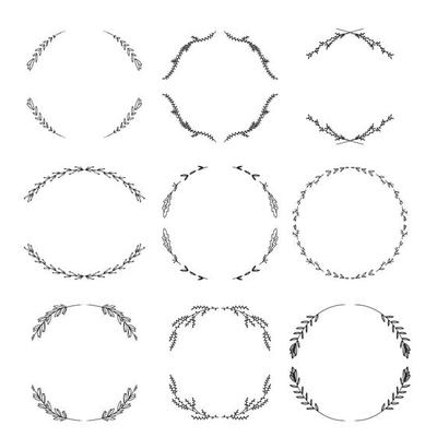 Laurel wreath Hand drawn Floral