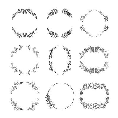 Laurel wreath Hand drawn Floral