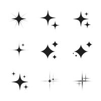 Sparkling stars shape vector symbols isolated flat style.