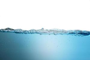 Spectacular ocean waves stop steaming with separate bubbles on a bright sky background. Popular corners, natural concepts photo