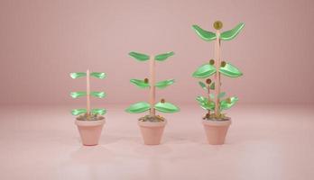 3D money tree steps of money saving money grow with business effect money tree 3d visual style is popular. photo