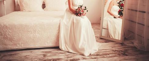 beautiful bride in a wedding dress photo