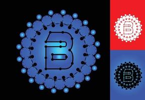 Letter B with circle dot logo and icon design template vector