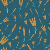 Seamless pattern of spikelets with blue ribbons vector