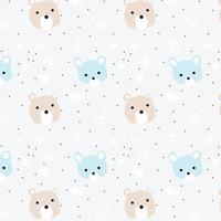 Seamless Pattern with Cute Cartoon Bear Face on Brown Background.design for print,fabric and more.GB vector