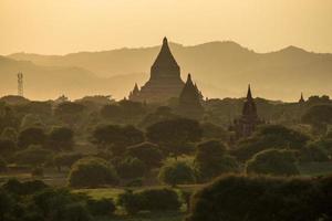 Mingala zedi the last pagoda of Bagan empire the ancient kingdom of Myanmar during the sunset. photo