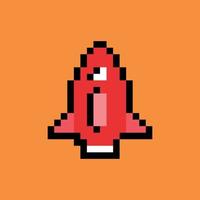 Pixel art. red rocket vector